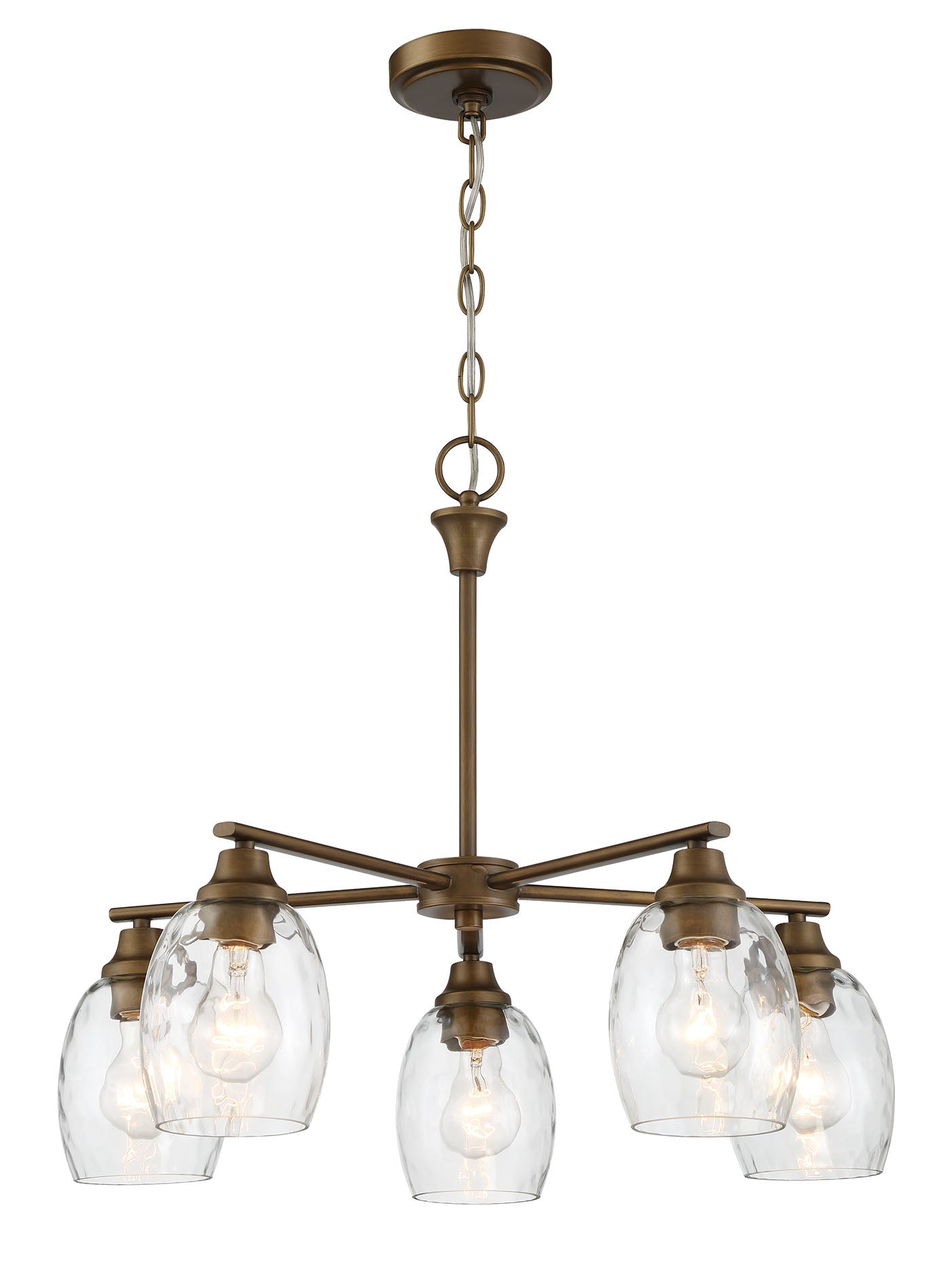 ML-TH-5 Light Clear Water Stone Glass Chandelier-Brass