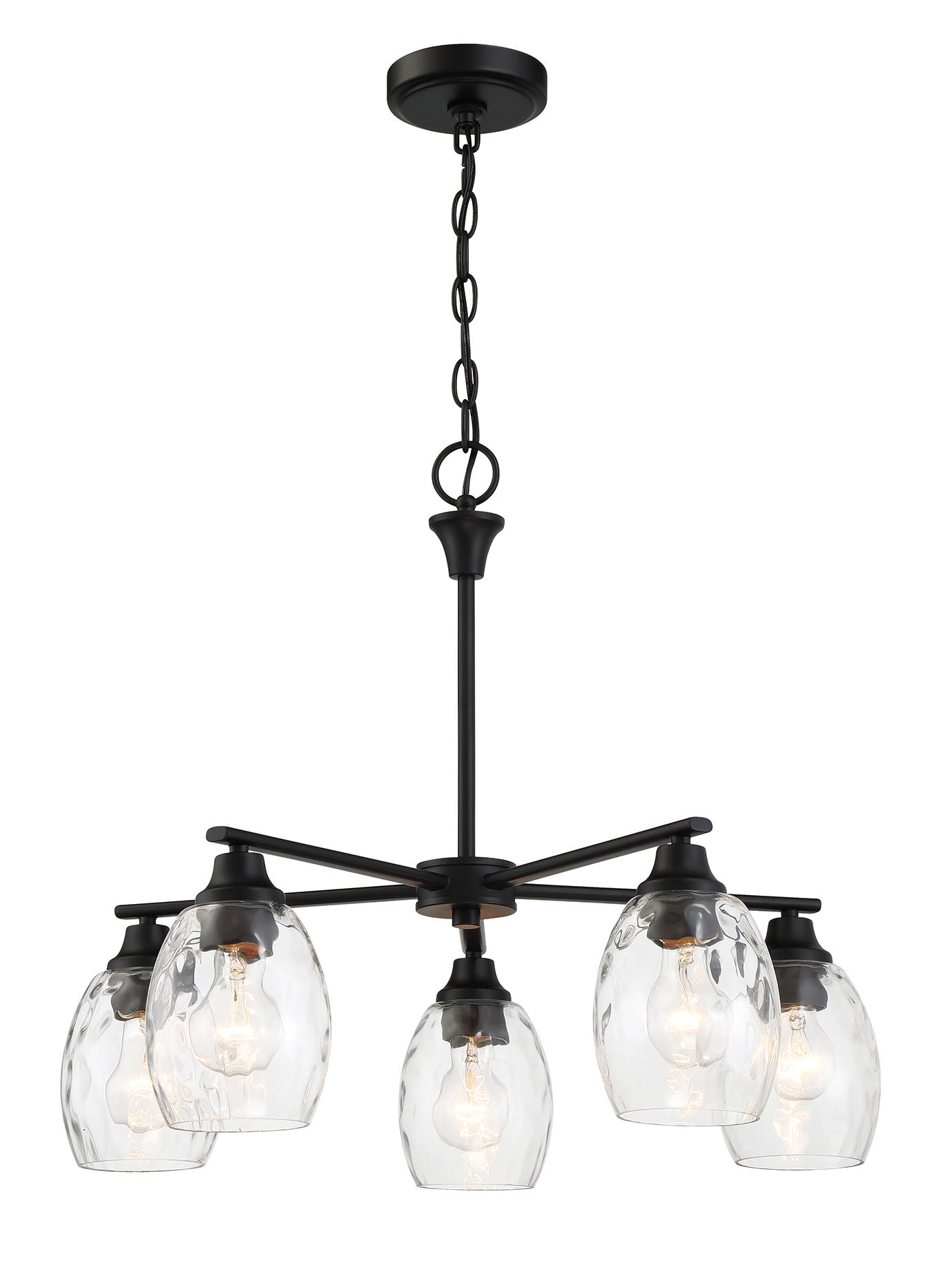 ML-TH-5 Light Clear Water Stone Glass Chandelier-Satin Nickel
