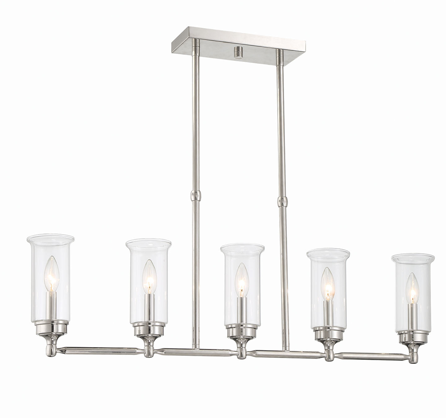 ML-TH-3 Light Clear Candlelight Glass Chandelier-Satin Nickel