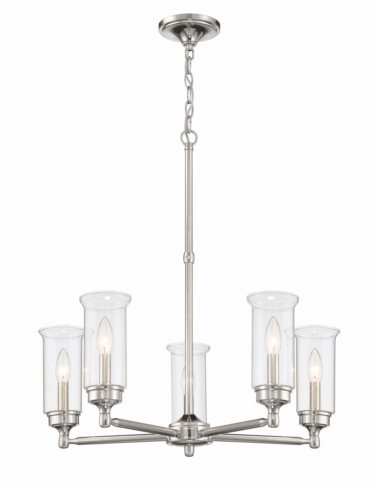 ML-TH-5 Light Island Clear Candlelight Glass Chandelier-Satin Nickel