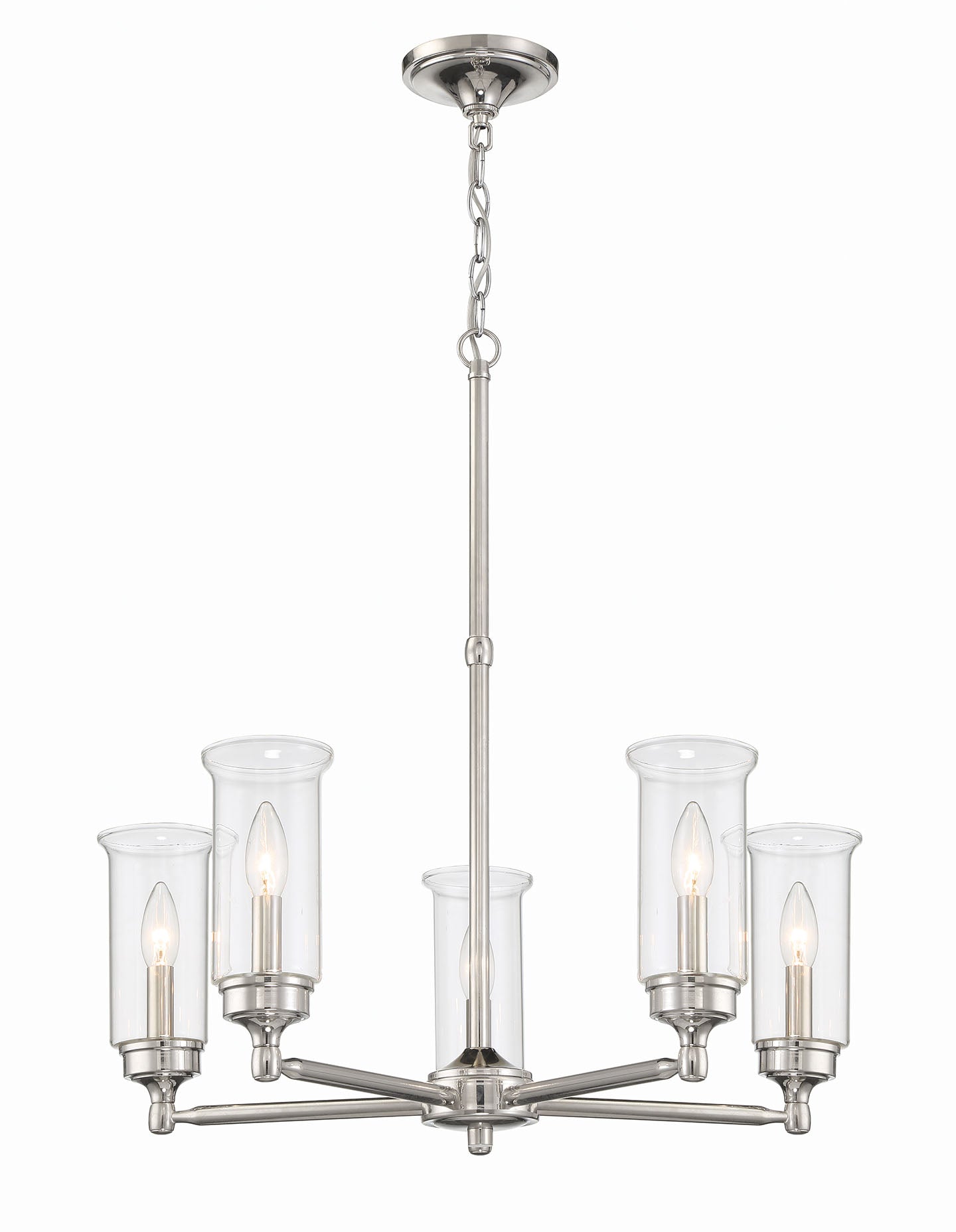 ML-TH-3 Light Clear Candlelight Glass Chandelier-Satin Nickel