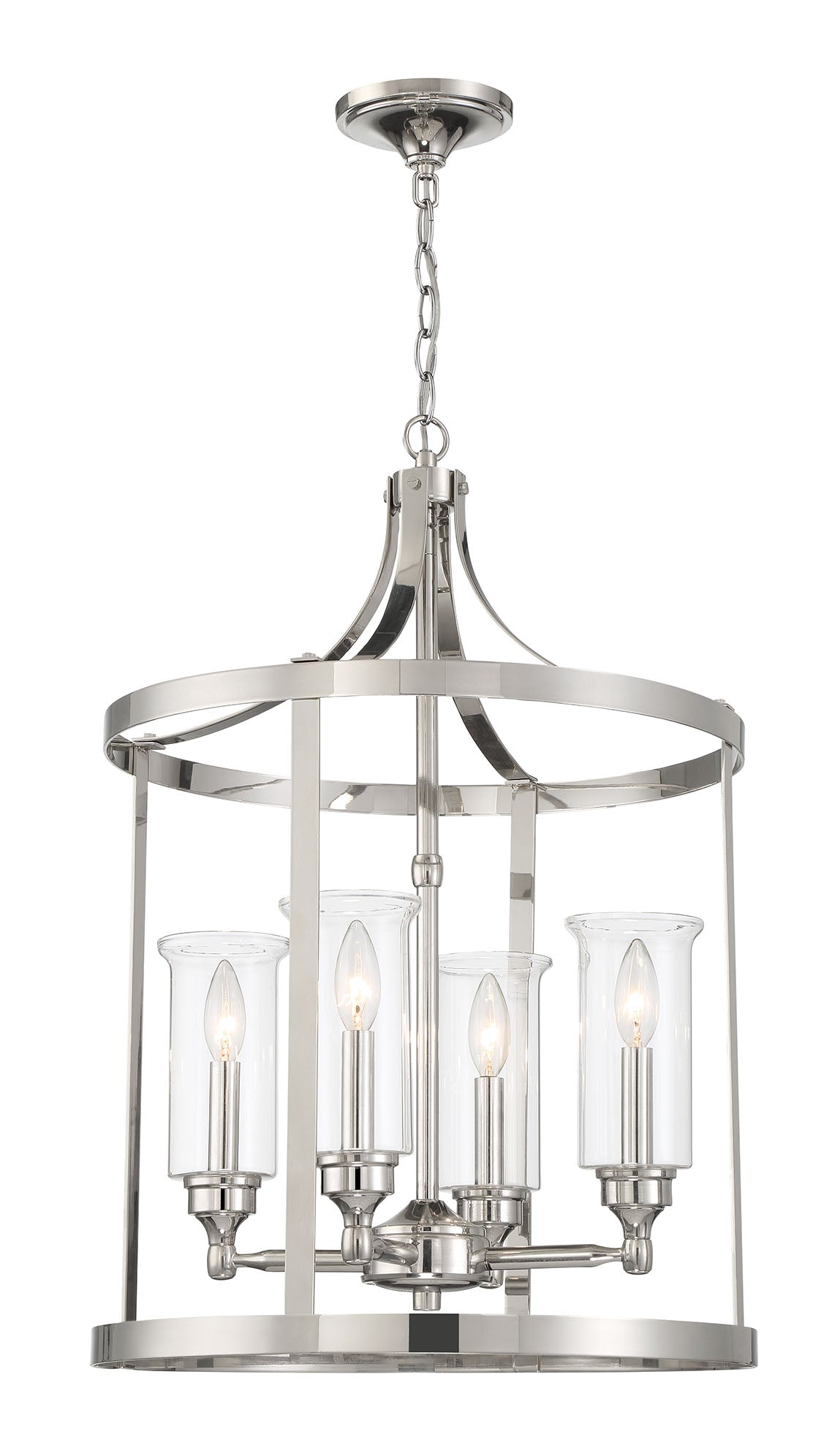 ML-TH-5 Light Island Clear Candlelight Glass Chandelier-Satin Nickel