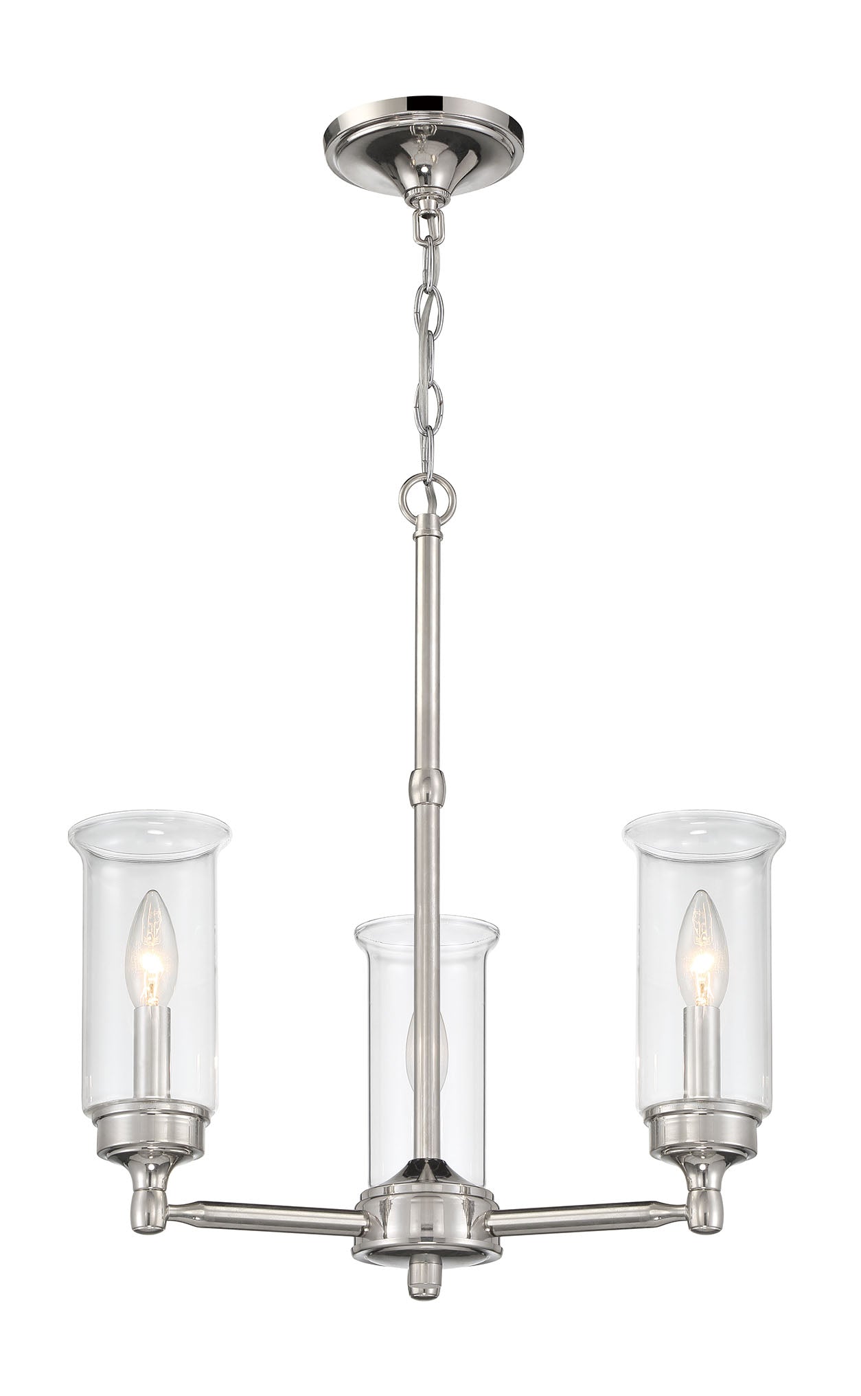ML-TH-5 Light Island Clear Candlelight Glass Chandelier-Satin Nickel