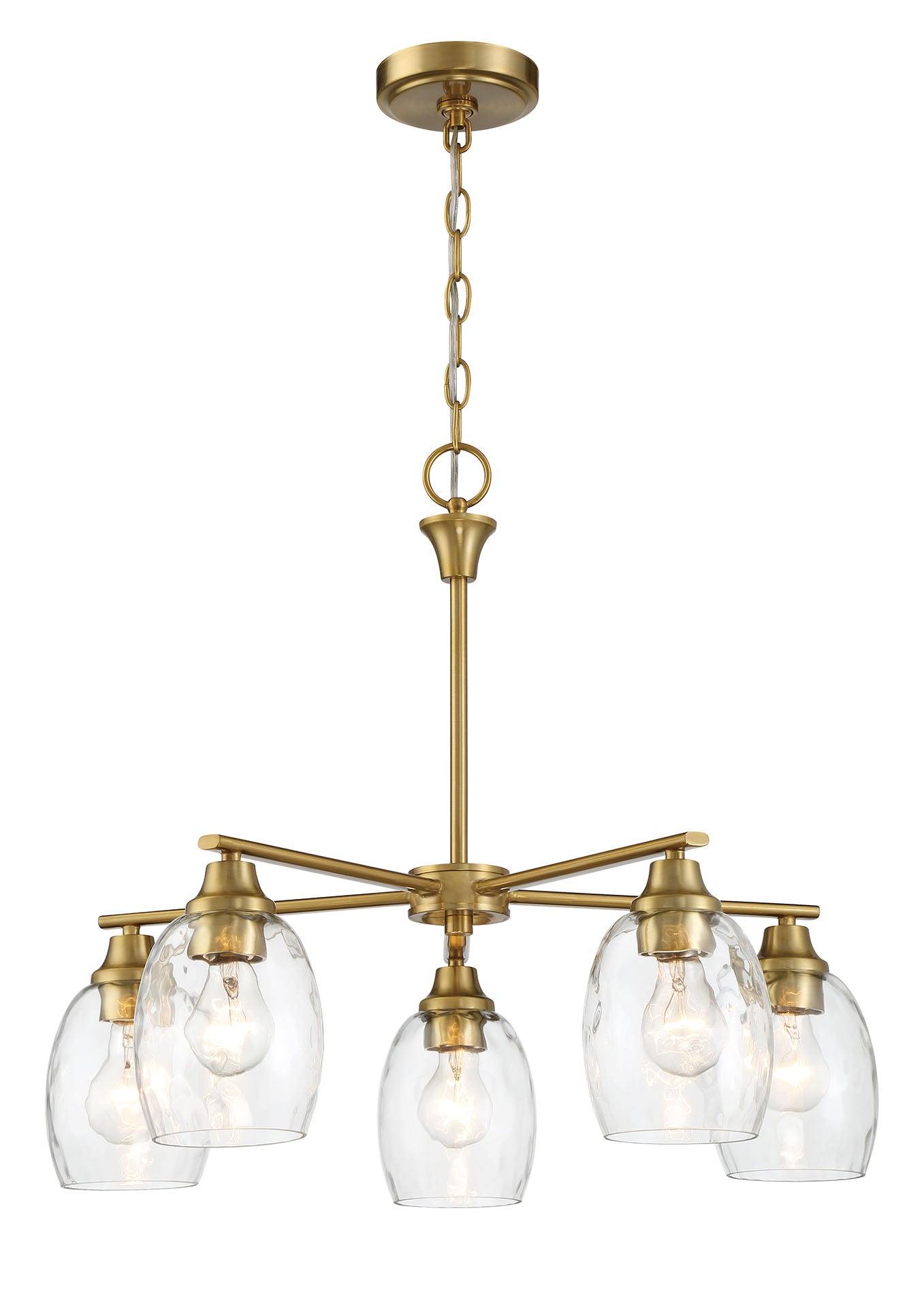 ML-TH-5 Light Clear Water Stone Glass Chandelier-Brass