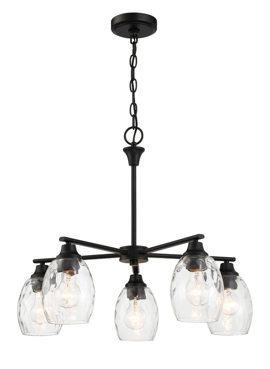 ML-TH-5 Light Clear Water Stone Glass Chandelier-Black