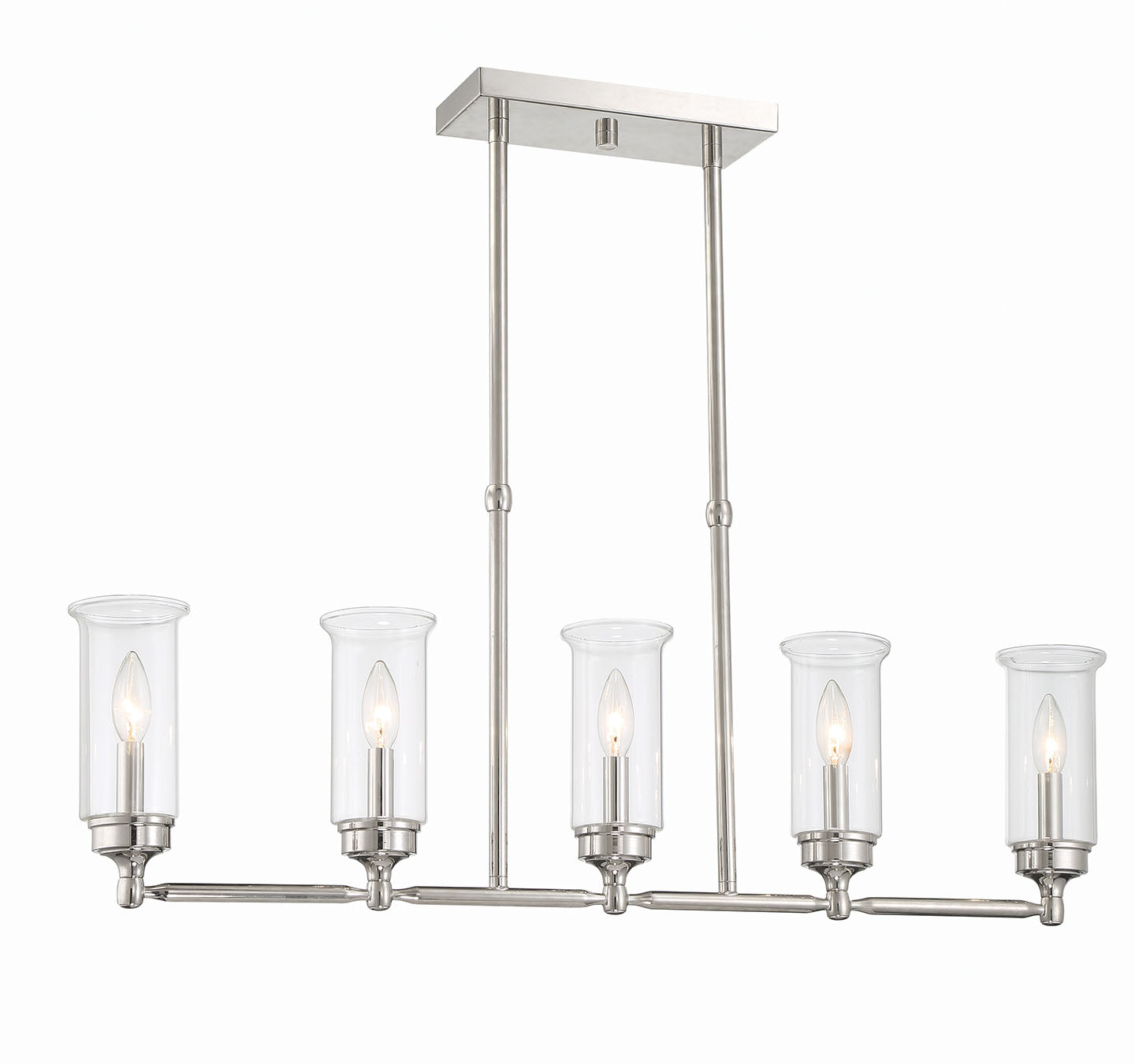 ML-TH-5 Light Island Clear Candlelight Glass Chandelier-Satin Nickel