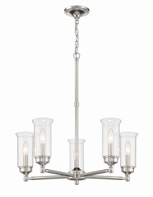 ML-TH-5 Light Clear Candlelight Glass Chandelier-Satin Nickel