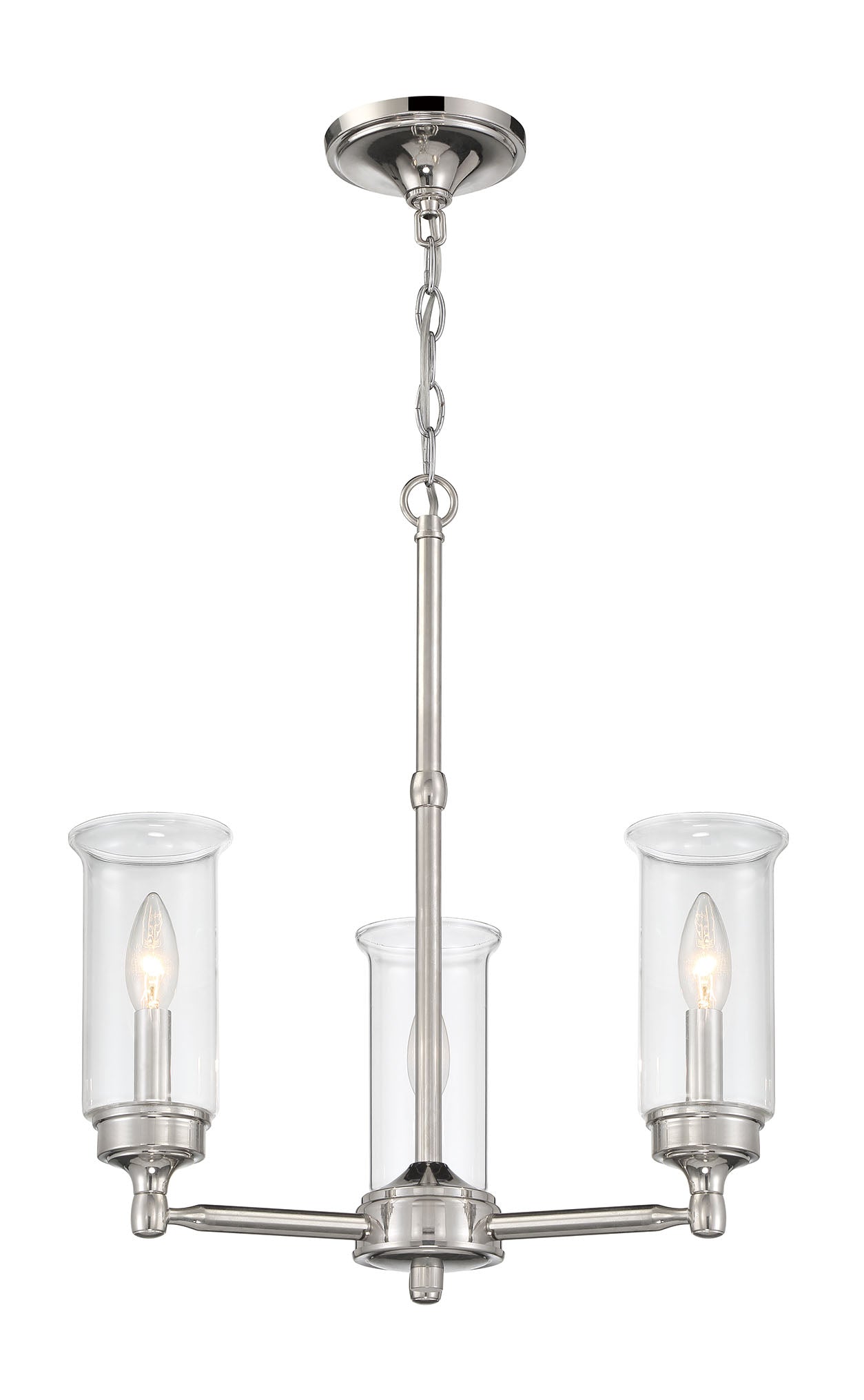 ML-TH-3 Light Clear Candlelight Glass Chandelier-Satin Nickel